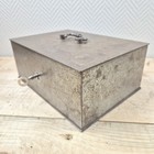 Antique Beaumont Bank Vault Metal Strong Box Safe Deposit Box With Key