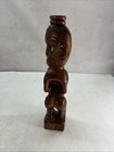 Vtg Carved Wood Tiki Statue Maori New Zealand Polynesian Art 12  Figure Tribal