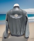Harley Davidson Men 100th Anniversary Gray Leather Bomber Jacket Large W  Liner