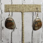 Natural Royston Ribbon Turquoise 925 Matte Sterling Silver Dangle Earrings