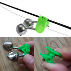 10pcs Fishing Bite Bait Alarm Twin Bell Ring Clip Light Rod Tip Alert Ring Green