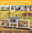 Petscosset Outdoor Wooden Rabbit Hutch With Double Runs  Waterproof Bunny Cage