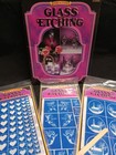 Vtg Lot Of 3 Rub N Etch Glass Etching Stencils With Stensil Book  