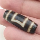 Vintage Circle   Square Himalayan Tibetan Agate Dzi Bead Amulet