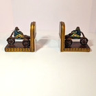 Monkey Bicycle Bookends Decorative Figural Book Ends Retro Circus Vintage 1999