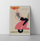 Scooter Flat  Retro Advertisement Poster  Vintage Vespa  1960  Wall Art Print