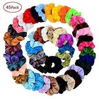 Chloven 45 Pcs Hair Scrunchies Velvet Elastics Bands Scrunchy 45 Colors 