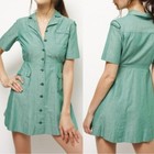 Vtg 60s Girl Scouts Usa Green Uniform Shirt Dress Patch Xs