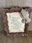 Religious Framed Lords Prayer Wall Art 3d Praying Hands Resin Faux Wood 12 5 X10
