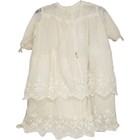 Antique 1915 Edwardian Christening Gown Lace Embroidered Baptism Dress Cream