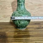 Pair Of Chinese Celadon-glazed Ceramic Vases Floral Pattern 13 5  Tall 6  Wide
