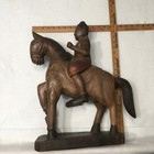 Large 21x18x6 Inches Antique 19thc Folk Art Carved  Wood Horse   Asian Man 8lbs