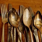 Vtg 4 Sets Heavy Mismatched Silverware Flatware  Silverplate Eclectic Boho 12 Pc