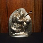 Antique Christmas Two Part Chocolate Mold  Of Santa Claus Pulling On Ear Of Boy