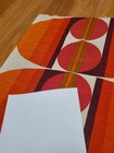 Awesome Rare Vintage Mid Century Retro 70s Org Pnk Striped Oval Circles Fabric 