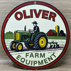 Vintage Oliver Farm Equipment Porcelain Sign Gas Station Pump Plate Oil Tractor