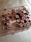 36 Vintage Wooden Thread Spool Lot  Belding Corticelli  Coats Clarks Vtg Case