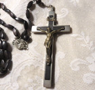 Antique  Rosary Fine  Crucifix Jesus Sacred Heart Medal Fine Crucifix