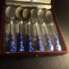 Korean Silver And Enamel Spoon Set