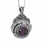 Kabbalah Talisman Pendant Ana Bekoach Amethyst   White Crystals Cz Sterling