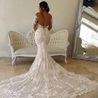 Elegant Wedding Dress Sweetheart Long Sleeves Lace Applique Backless Bridal Gown