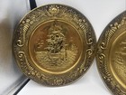2 Vintage Mcm Brass Embossed Wall Hang Plate Tall Ship Pirate 14  Decor Nautical