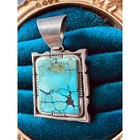 Vintage Sterling Silver Turquoise Pendant Navajo Style 1 75    Rectangle Boho