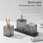 Bathroom Accessories Set  4pcs Hand Soap Dispenser And Toothbrush Holder Set    