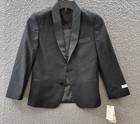 Calvin Klein Tuxedo Suit Jacket Big Boys 8 Black Solid Wool Blend Welt Pockets