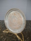 Antique Persian Middle East Islamic Tin Copper Etched Tray Charger Plate 14 