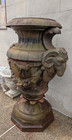 Monumental  Antique Victorian Style Cast Iron Garden Urn Rams Head 69   X  50 
