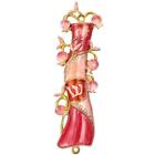 Matashi Hand Painted Red   Pink Enamel Mezuzah With A Pomegranate Floral Design