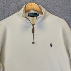 Polo Ralph Lauren Pony 1 4 Zip Pullover Sweater Men s Ivory Size Medium Luxury