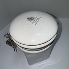 Gevalia Kaffe Canister Storage Jar White Ceramic Gold Toned Coffee Holder  