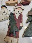 Lot Of 7 Primitive Style Christmas Ornaments Wooden Painted Santa Star Moose   