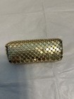 Vintage Gold Tone Snap Closure Mesh Mirror Lipstick Case Holder