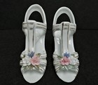 Vintage Pair Ladies High Heel Floral Shoe 3 5  Mini Porcelain Novelty Displays