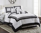Chezmoi Collection Caprice 7-piece Hotel Bedding White Black Block Comforter Set