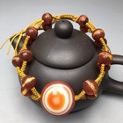 Rare Pure Tibetan Buddhism Old Agate Dzi Beads Prayer Totem Amulet Bracelet