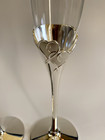 Lenox Forevermore Wedding Toasting Champagne Flutes Crystal Silverplate Heart