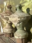 Pair Of Antique Cast Iron Fence Or Post Finials Rare Oversized From Mansion