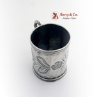 Spanish Colonial Silver Engraved Large Shot Cup Reverse Scroll Handle  1820