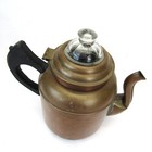 Antique Majestic Copper Coffee Pot Percolator Wood Handle Primitive Farmhouse