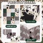 3 Piece Patchwork Western Crib Bedding Set  Neutral Cow Cactus Print Baby Bed   