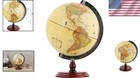 Antique 10  World Globe Rotating Wooden Base - Detailed Political Earth Map