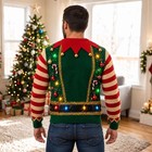 Funny Hairy Chest Elf Ugly Christmas Sweater Men Light Up Novelty Xmas Party