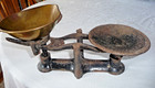 Vtg General Store Balance Scale cast Iron brass Scoop   146 candy dry Goods