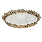 Vtg Brass Filigree Boudoir Mirror Tray Vanity Tray Hollywood Regency 12 