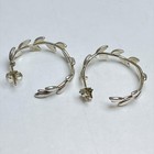 Tiffany   Co  Olive Leaf Hoop Earrings Sterling Silver 925 Pair 26mm