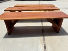 Handmade Live Edge Wood Bench 60    Rustic Solid Wood Outdoor Sealed Cedar Finish